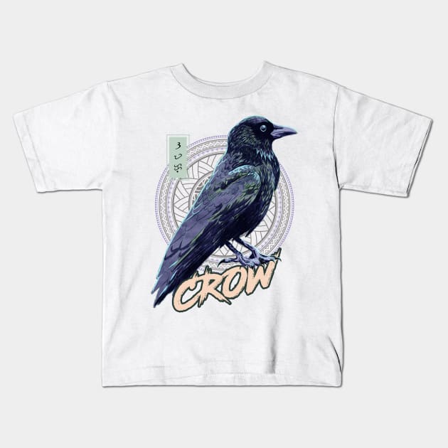 Crow - White Kids T-Shirt by Thor Reyes